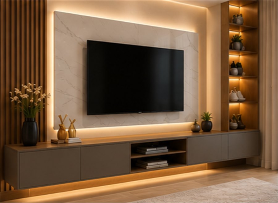 Living Room and TV Unit Design Bangalore